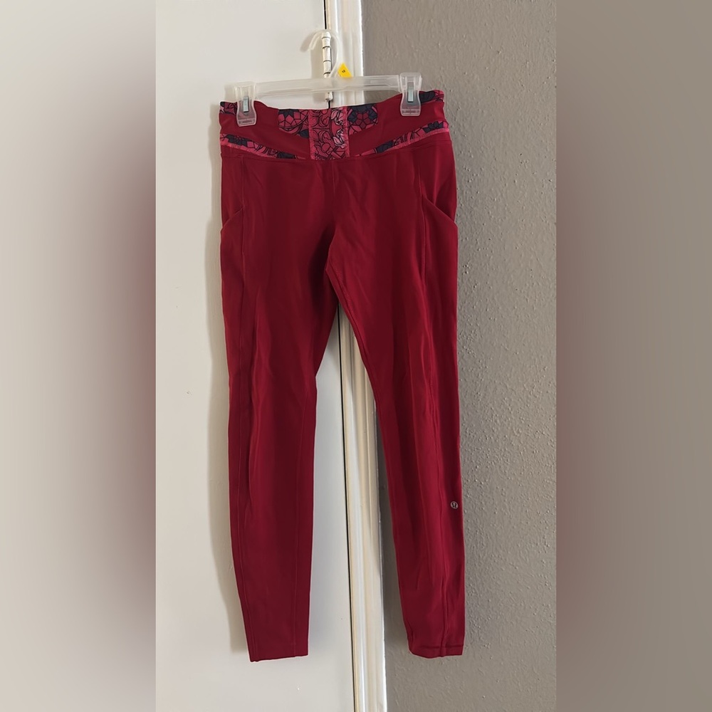 lululemon athletica Red Leggings with Pink Accents